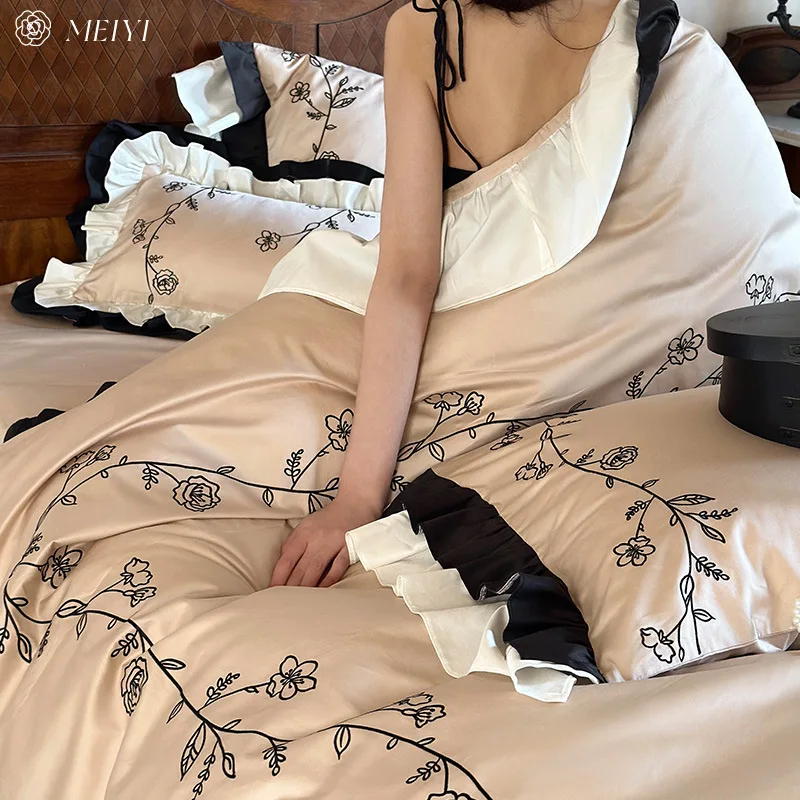 

Customizable French cotton four-piece lint cotton pure cotton bed sheet quilt cover bedding