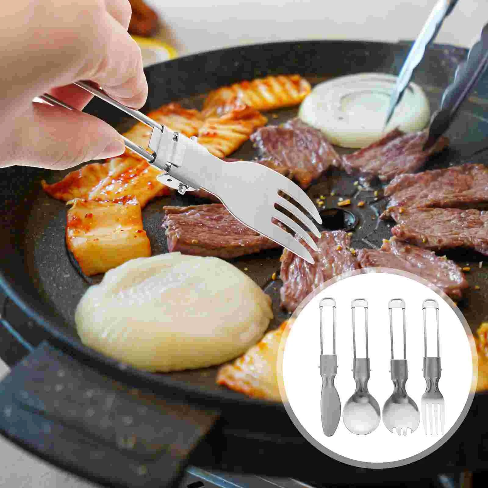 

Folding Spoon Travel Silverware Picnic Cutlery Serving Utensils Forks and Spoons Tableware Camping