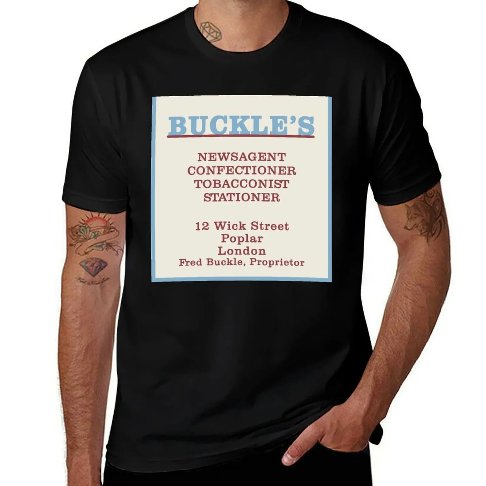 Call the Midwife Fred Buckle Buckle's Newsagent London T-Shirt t shirts for man cotton soft T-Shirt