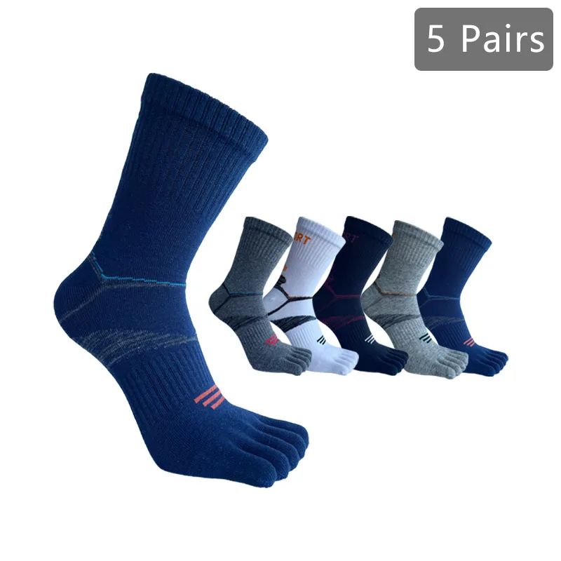 1/5 Pairs Athletic Sport Socks Toe Fitness Compression Sweat-Absorbing Bicycle Outdoor Hiking Five Finger Short Socks 4 Seasons