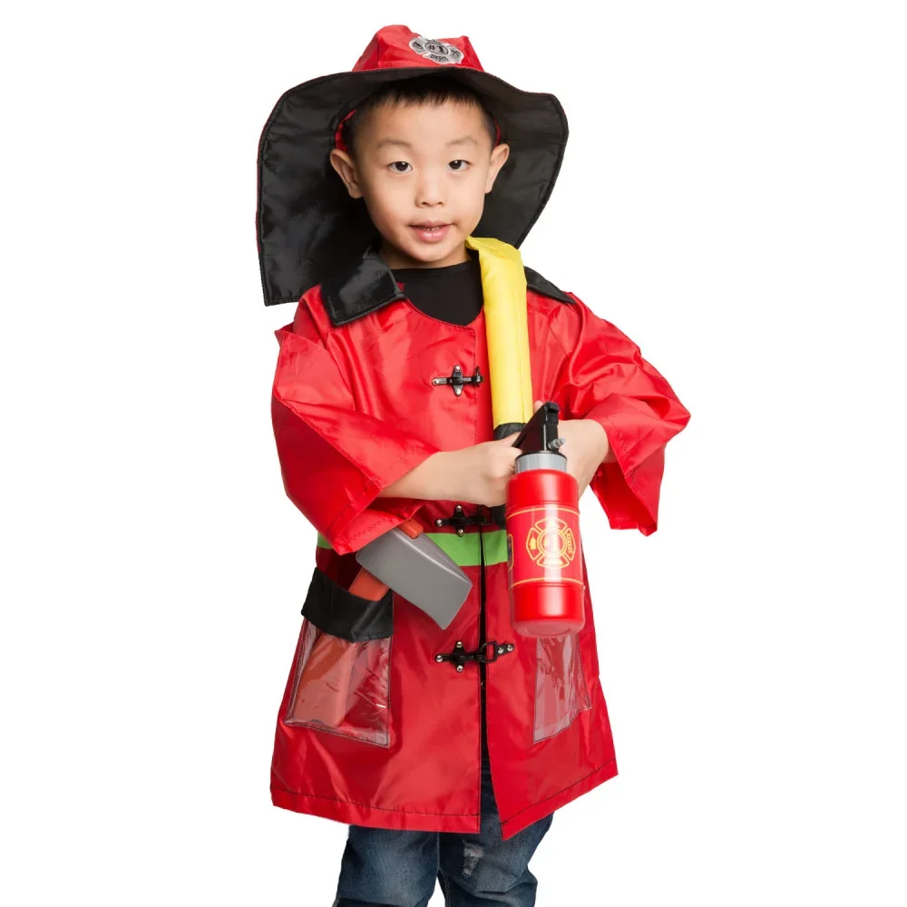 Kinder Kind Feuerwehr mann Feuerwehr mann Kostüm Cosplay Kindergarten Rollenspiel Haus Kit Set für Jungen Halloween Party Dress Up