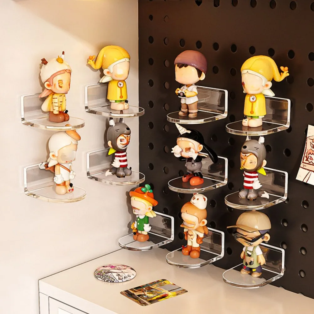 9-Pack Wall-Mounted Figure Display Shelf No-Drill Acrylic Wall Rack for Figures Standees Ornaments Space-Saving Home Decor