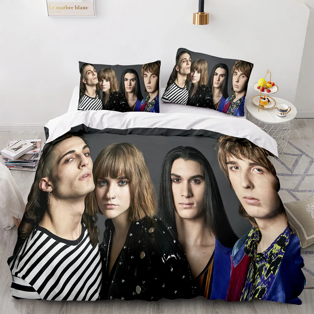 Maneskin Rock Band Maneskin Damiano David Duvet Cover 2/3Pcs Double Twin Full Queen King Adult Boys Bedclothes Quilt Cover