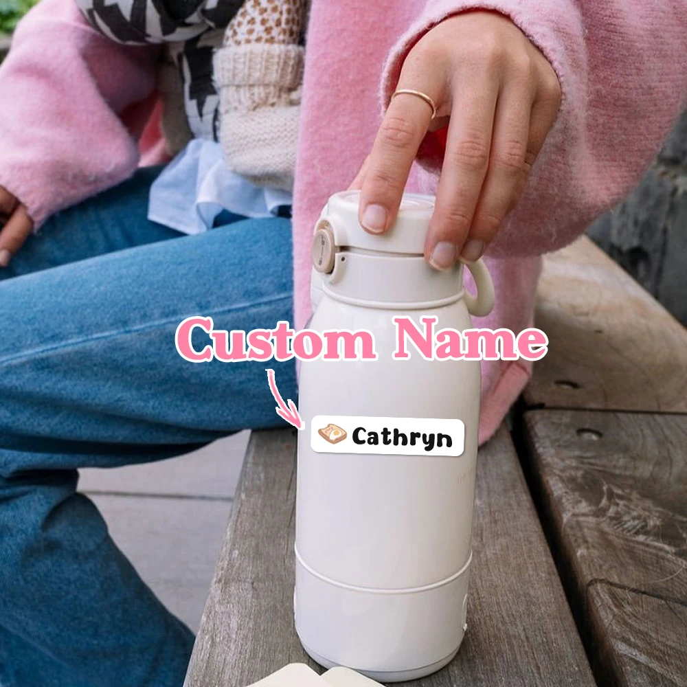 Custom Cartoon Name Sticker,Transparent DIY Birthday Gift Stickers for Kids Name Labels for School Bag Bottles Box Mug Uniform
