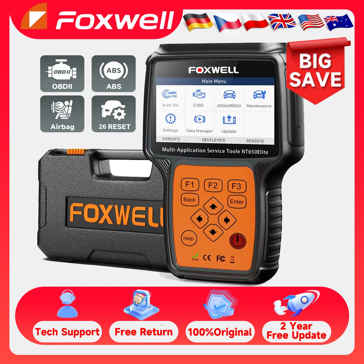 TPS BRT A/F Einstellgerät DPF OBD2 Codeleser Scanner OBD Auto OBD Foxwell NT650 Elite Professionelles Diagnosegerät OBD2 Auto-Scanner