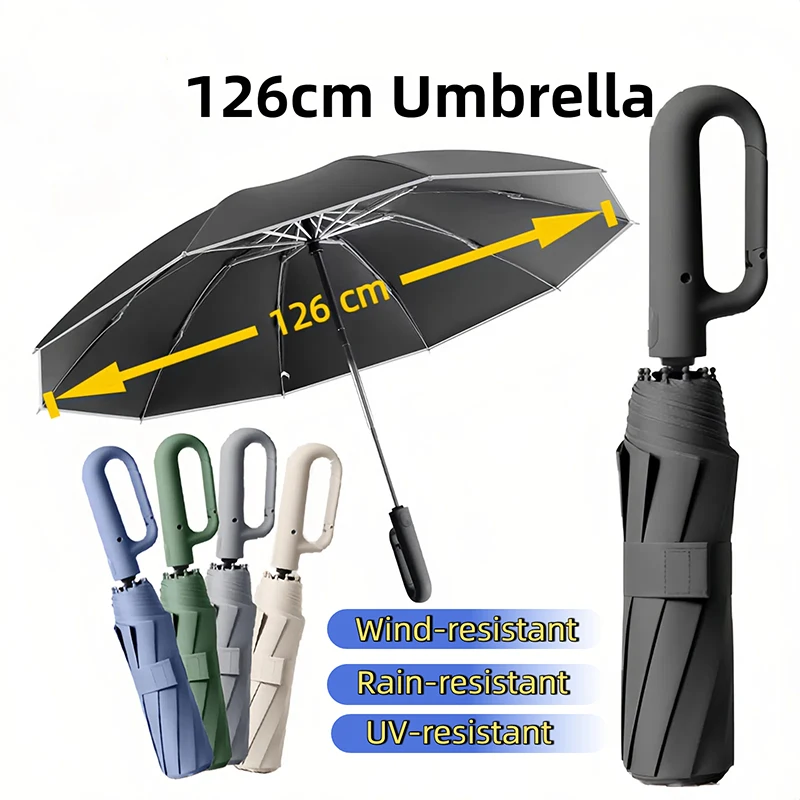 

126cm Extra Large Umbrella Wind-resistant Rain-resistant Dual-purpose UV-resistant Fully Automatic Ring-buckle Umbrella