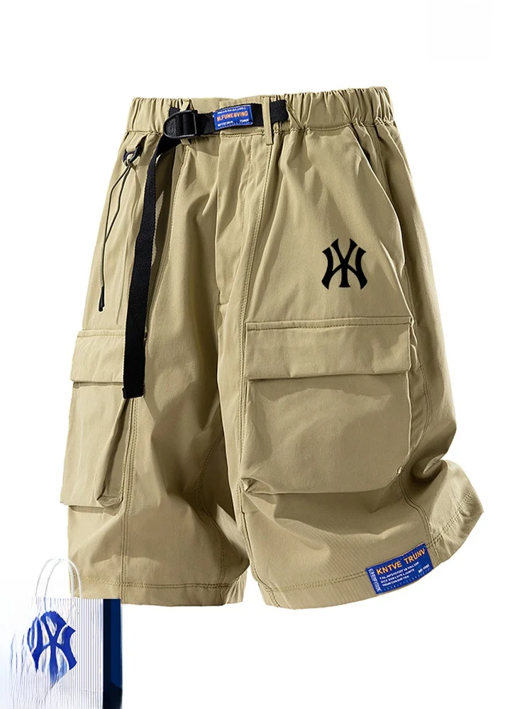 

Oulet Men's Workwear orts Summer New Sle Five-Quarter Qui Dry Thin Sport Pants Casual Loose Fit Printed Polyester Fiber