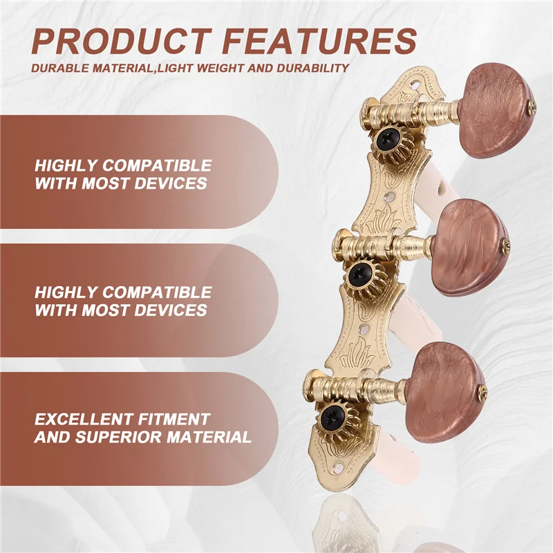 Chevilles de réglage de cordes de guitare classique A12E-gauche droite, têtes de Machine, touches de réglage 3L3R, accessoires de guitare professionnels