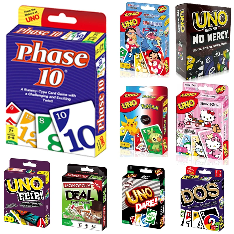 UNO Phase 10-Kartenspiel, lustiges, hohes, lustiges Multiplayer-Spielzeug, Designs, Zahlungsbrett, Spielkarte, Familienparty-Spielzeug