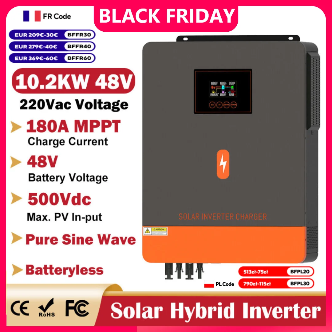 PowMr-Onduleur solaire hybride, hors réseau, onde sinusoïdale pure, contrôleur solaire MPPT pour batterie, 24V, 10,2 KW, 6,2 KW, 48V, 4,2 KW, 3,2 KW