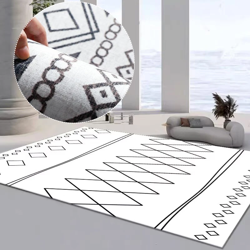 White Simple Line Balcony Sofa Side Coffee Tables Floor Mat Modern Carpet Living Room Decoration Bedroom Entrance Large Area Rug