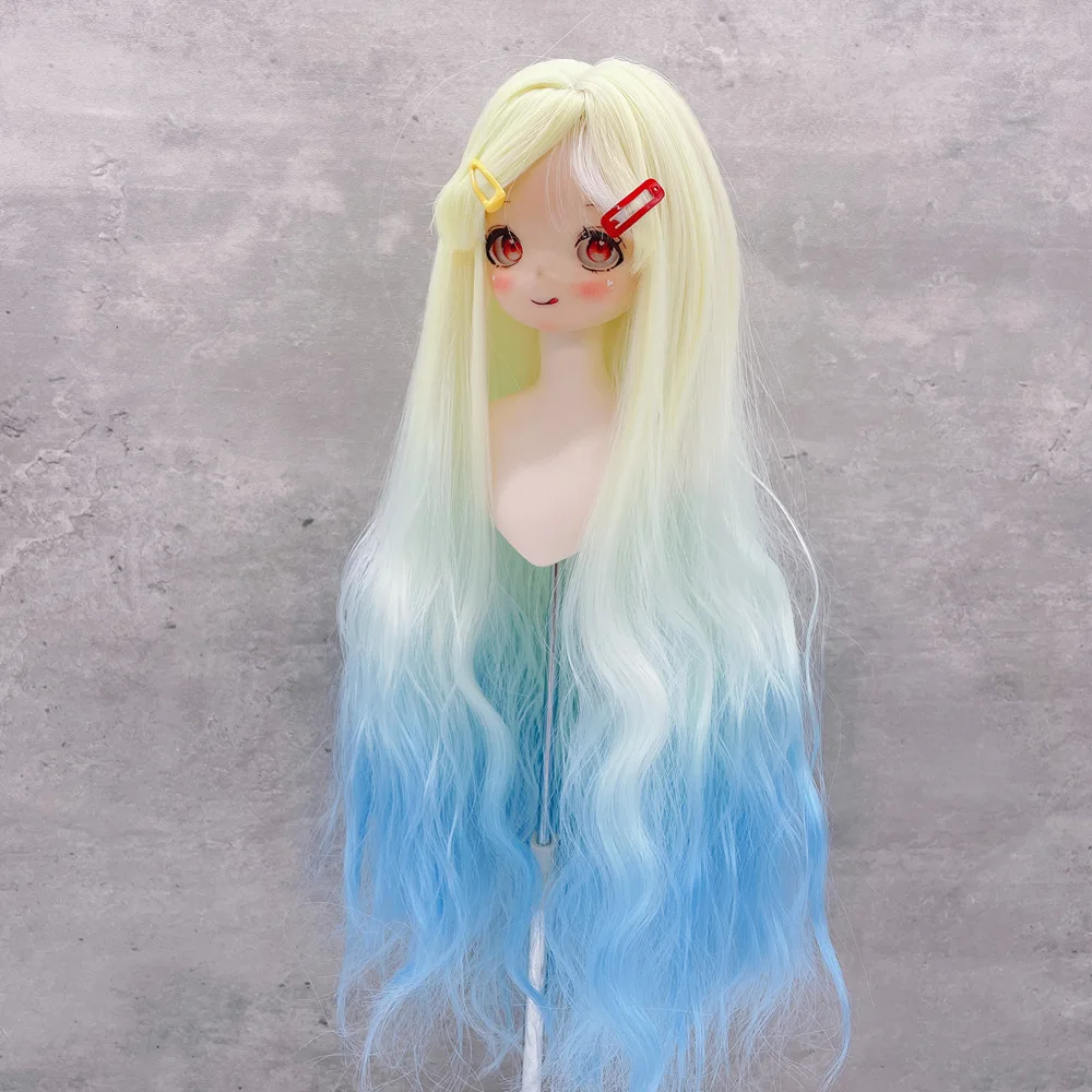 BJD/SD Dolls Wig Accessories 1/3 1/4 1/6 Gradient Color Long Curl Hair with Bangs Change Dress Up Play House Diy Kid Girl Toy