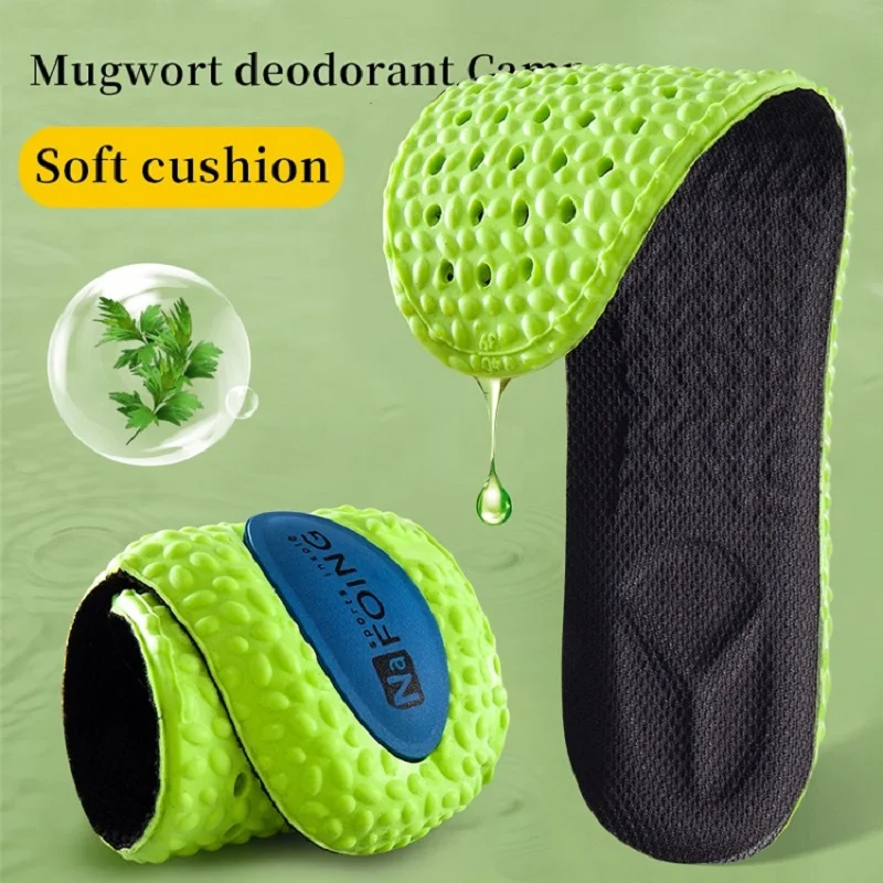 Palmilha de Absorção de Choque Esportivo para Homens e Mulheres Espuma de Memória PU Verde Suporte de Arco Respirável, Sapatos Ortopédicos, Cuidados com os Pés