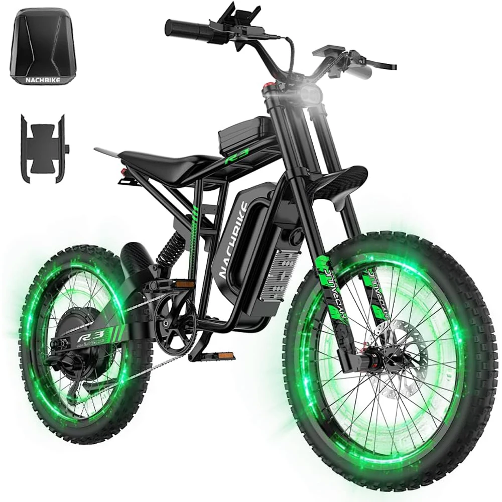 

NEW R3 Electric Dirt Bike Peak 6000W Brushless 50MPH 50 Miles Ebike with 60V25Ah Battery 19" Tires Off Road Electric Motorcycle