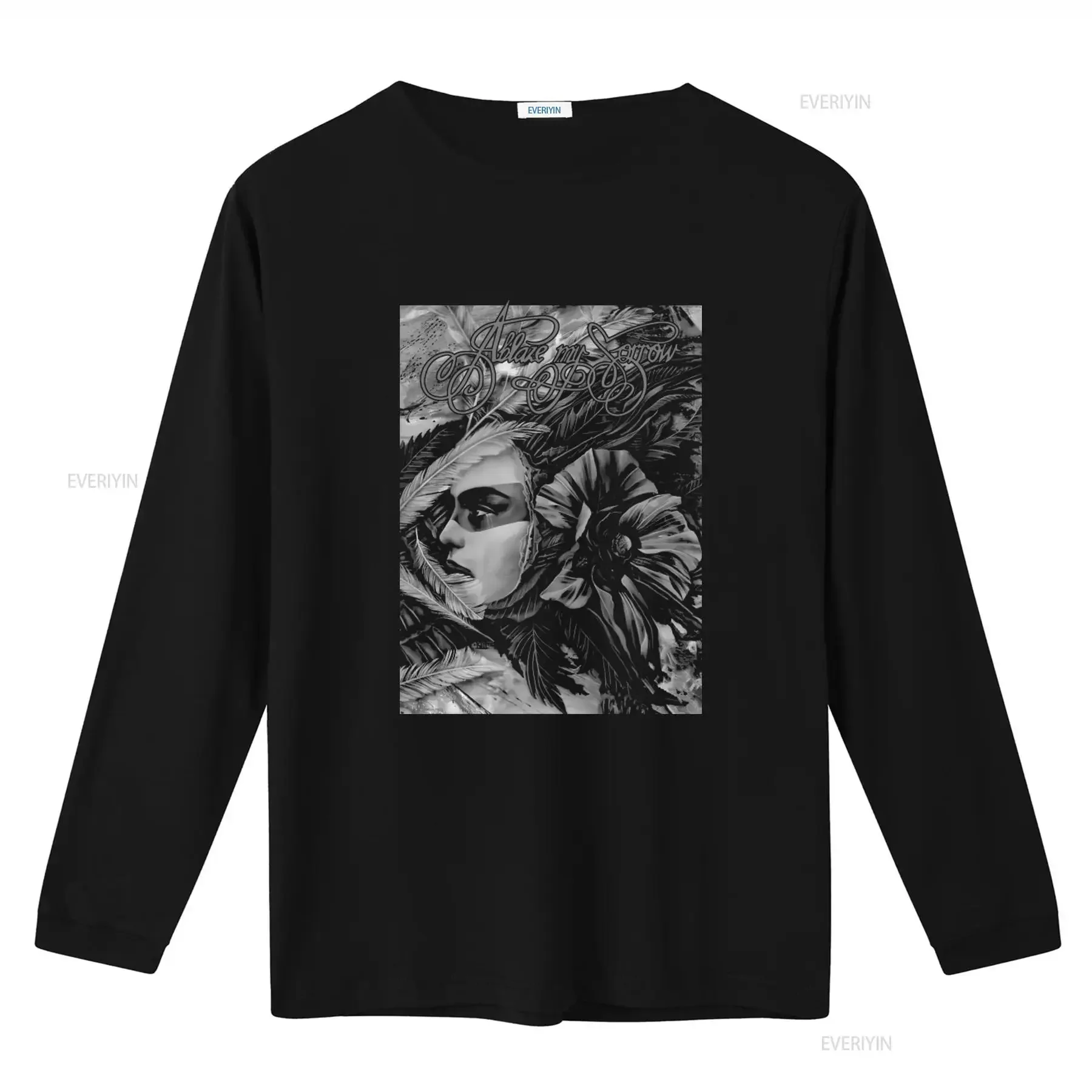 New DTG T shirt ABLAZE My SORROW If Emotions Gothic Floral Face Design vintage Washed homme Top For Everyday Wear Breathable