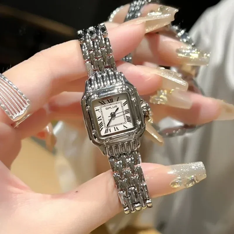 

Fashion Square Watches Women Girls Elegant Silver Stainless Steel Wrist Watches Exquisite Simple Daily Watches Jewelry Accessory