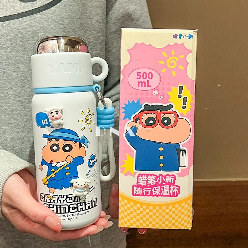 Kawaii 500ml Shin-chan Vacuum Cup Anime Lovely Children Good-looking Stainless Steel Water Cup Student High-capacity Cartoon Cup