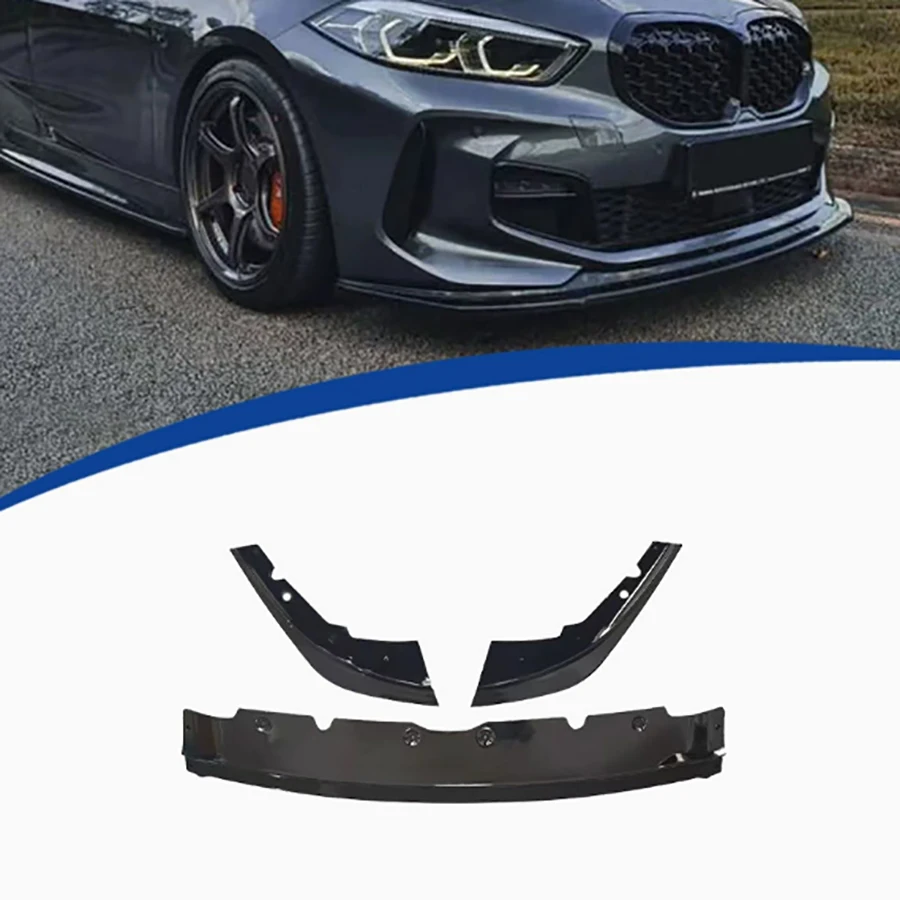 For BMW 1 Series F40 2020-2024 Bright Black Car Front Bumper Lip glossy black Front lip Diffuser Front Chin Spoiler Body Kit