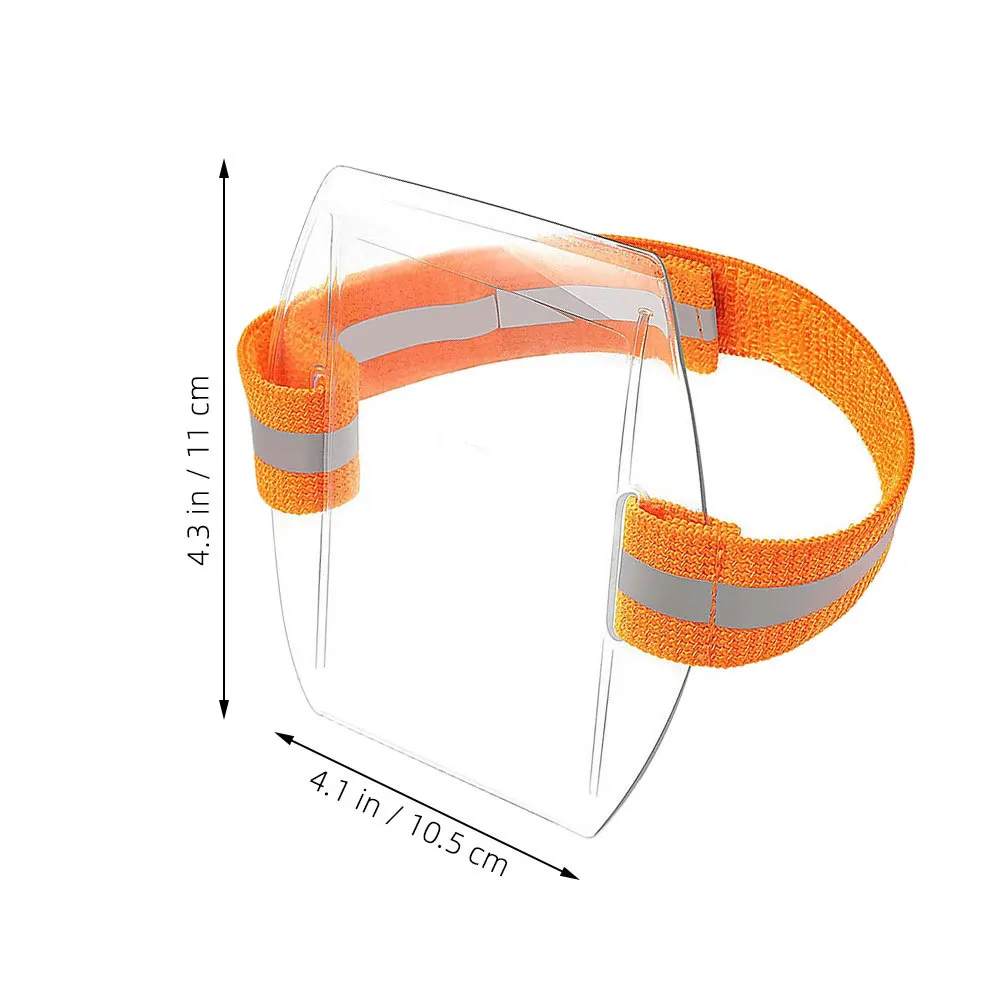 6 قطع من محفظة شارة الذراع متعددة الوظائف، حامل بطاقات الهوية البلاستيكية الشفافة، حزام ذراع قابل للتعديل للعمل، محفظة شارة الذراع البرتقالية #4
