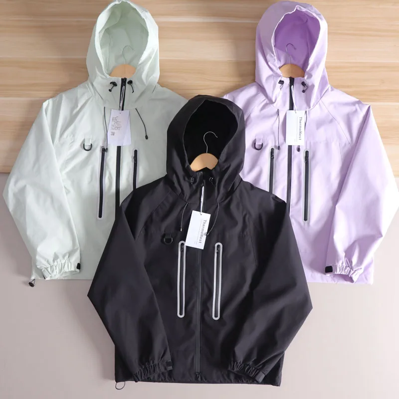 

Светоотражающее уличное ветрозащитное водонепроницаемое пальто с капюшоном на молнии из полиэфирного волокна, молодежное тонкое длинное пальто све на весну и осень