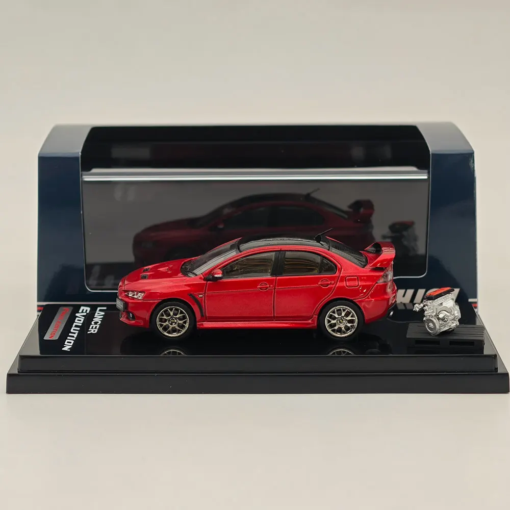 Hobby Japón 1/64 Lancer Evolution X edición Final con modelo de exhibición de motor techo rojo metálico negro HJ 642053 Coche de juguetes CR fundido a presión