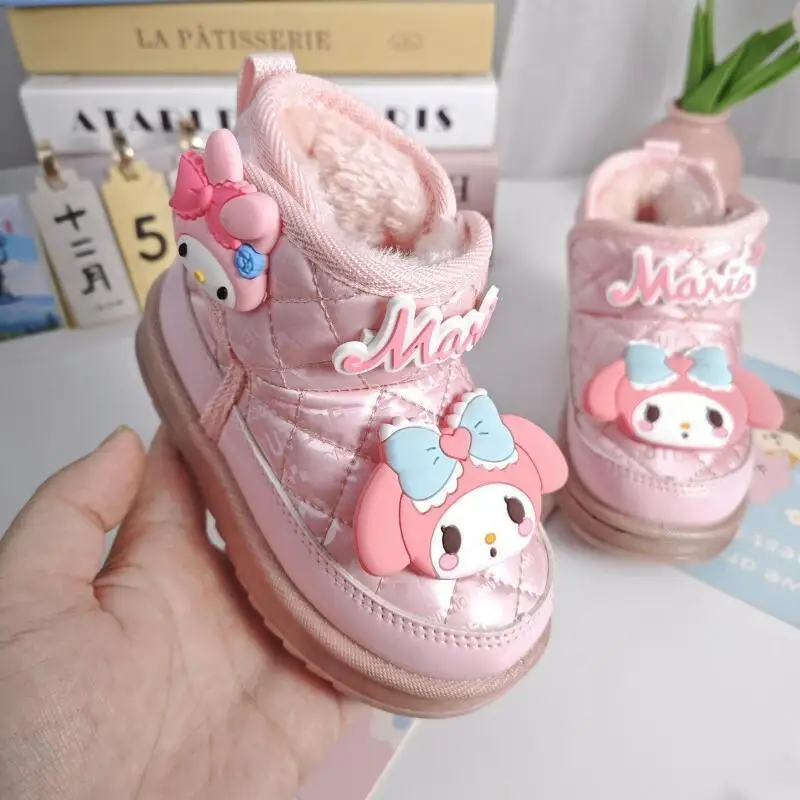 รองเท้าบูทหิมะเด็กแบบใหม่ ลายการ์ตูนน่ารักสไตล์มายเมโลดี้ แฟชั่นกันหนาวบุขนนุ่ม กันน้ำ กันลื่น เหมาะสำหรับนักเรียน
