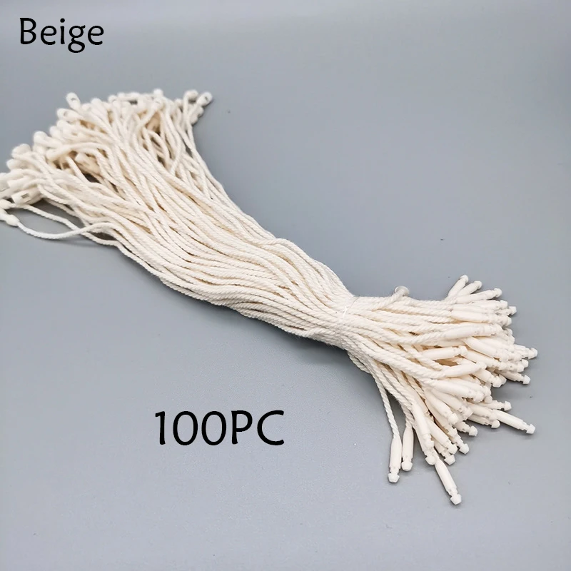 100Pcs/lot 20cm Clothing Tag Rope Hanging Plastic Beads Tags Labels Cord Price Tags Hangtag String Snap Lock Pin Threads