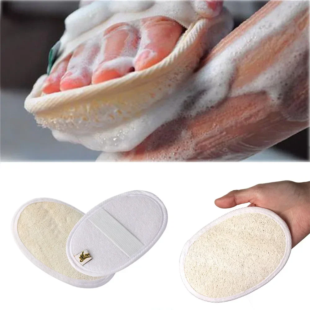 1pc Natural Sponge Soft Exfoliating Loofah Strap Handle Shower Massage Brush Skin Body Bathing Washing Accessories Tcz11c1