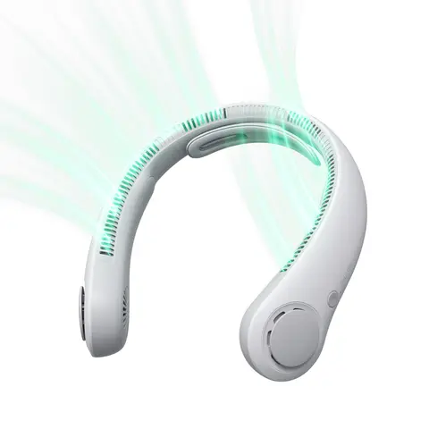 JISULIFE Portable Neck Fan Upgraded, 5000mAh Battery, Necksupport, 5 Speeds Gears Adjustment, Outdoor Wearable Hands-Free Fan