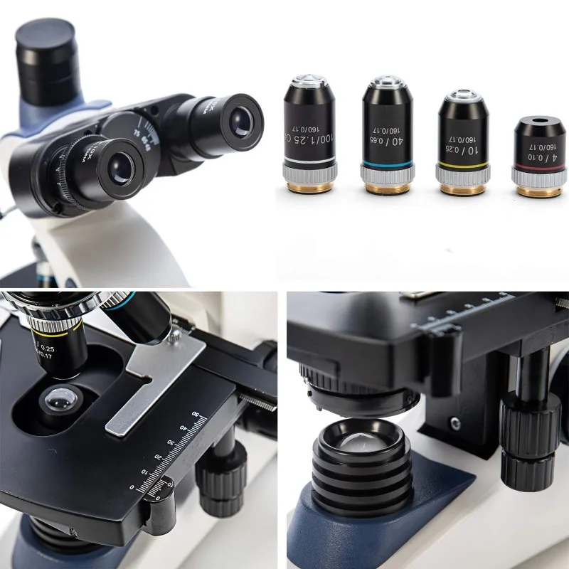 SW380T 40X-2500X Magnification, Siedentopf Head, Research-Grade Trinocular Microscope Compound Lab with Wide-Field