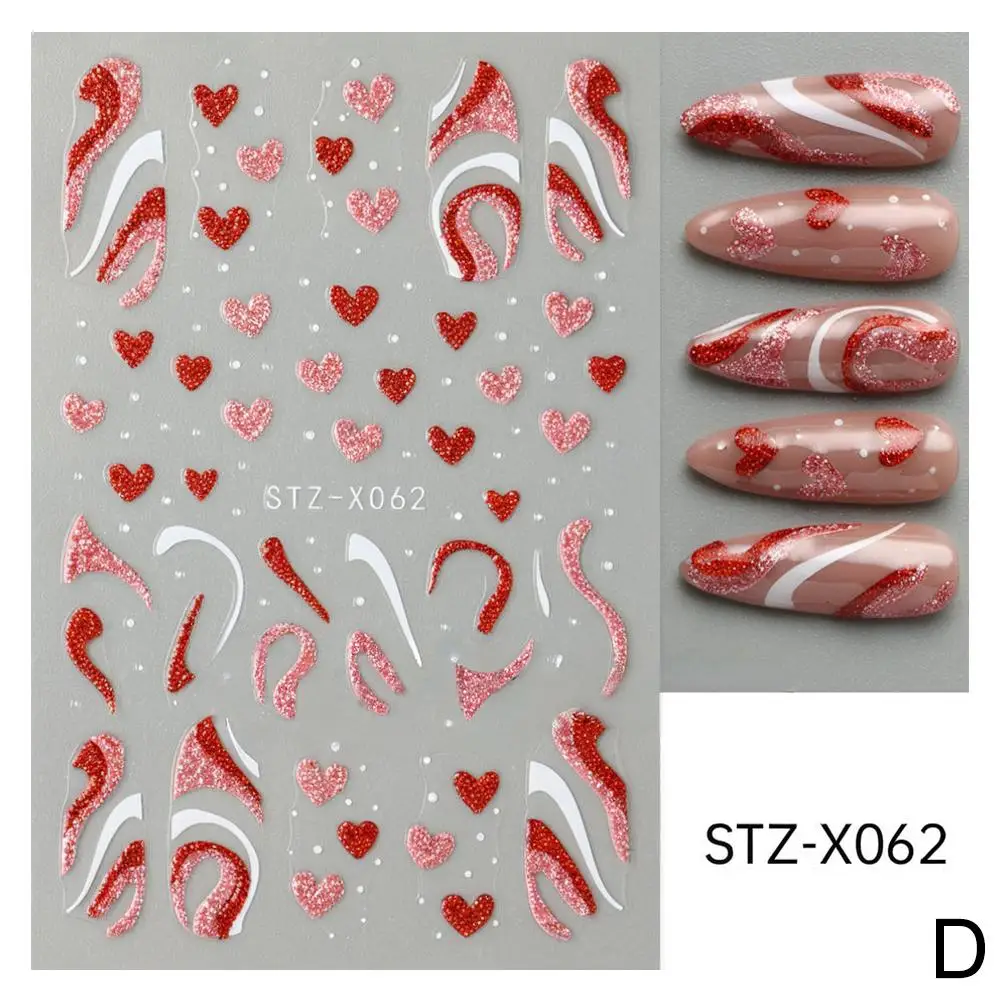 Kiss Sexy Red Lips Stickers For Nails Valentine's Day Self-adhesive Nail Art Decoractions Decals Sliders Manicure Accessori L9Z4