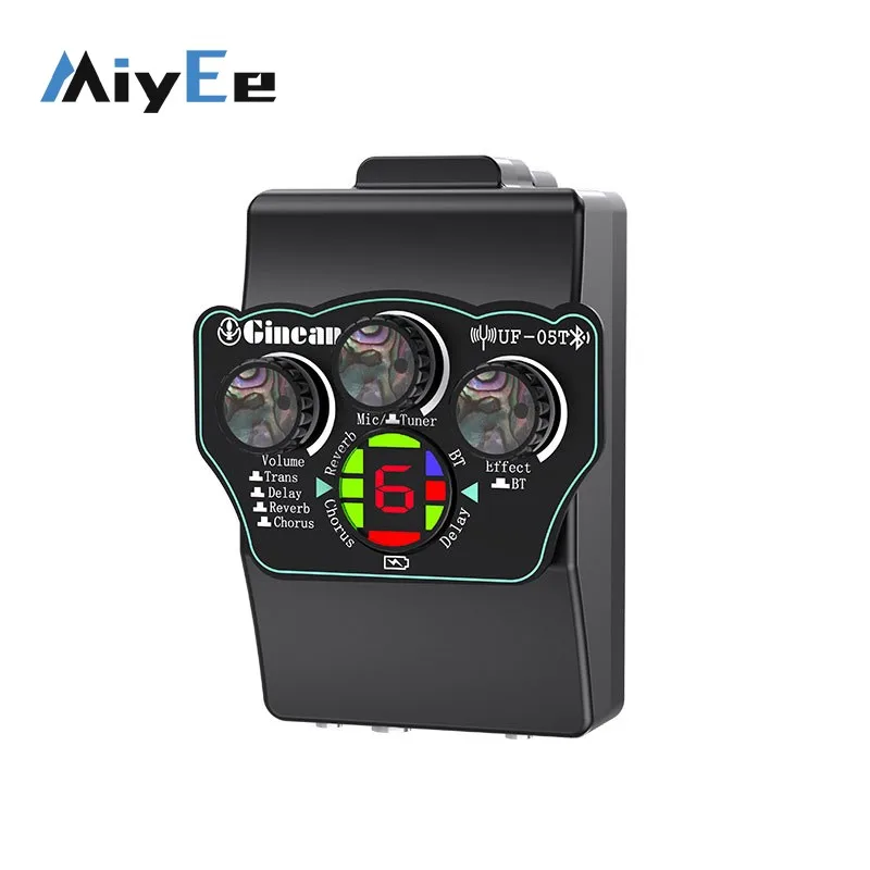 UF-05T Acoustic Guitar Vibration Pickup, 5W 4Ohm Resonance Pickup Bluetooth 5.0 with Accompaniment & Built-in Tuner