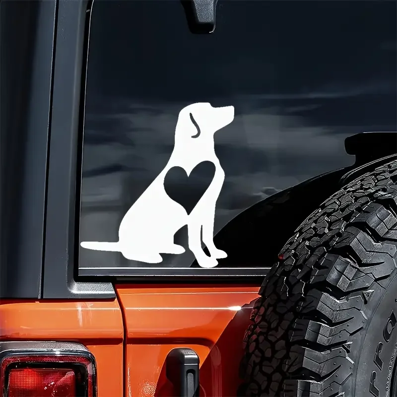 Lab With Heart Sticker Dog Lover Labrador Retriever Decal, 5-calowa biała odblaskowa naklejka winylowa na samochody, ciężarówki, laptopy, wody