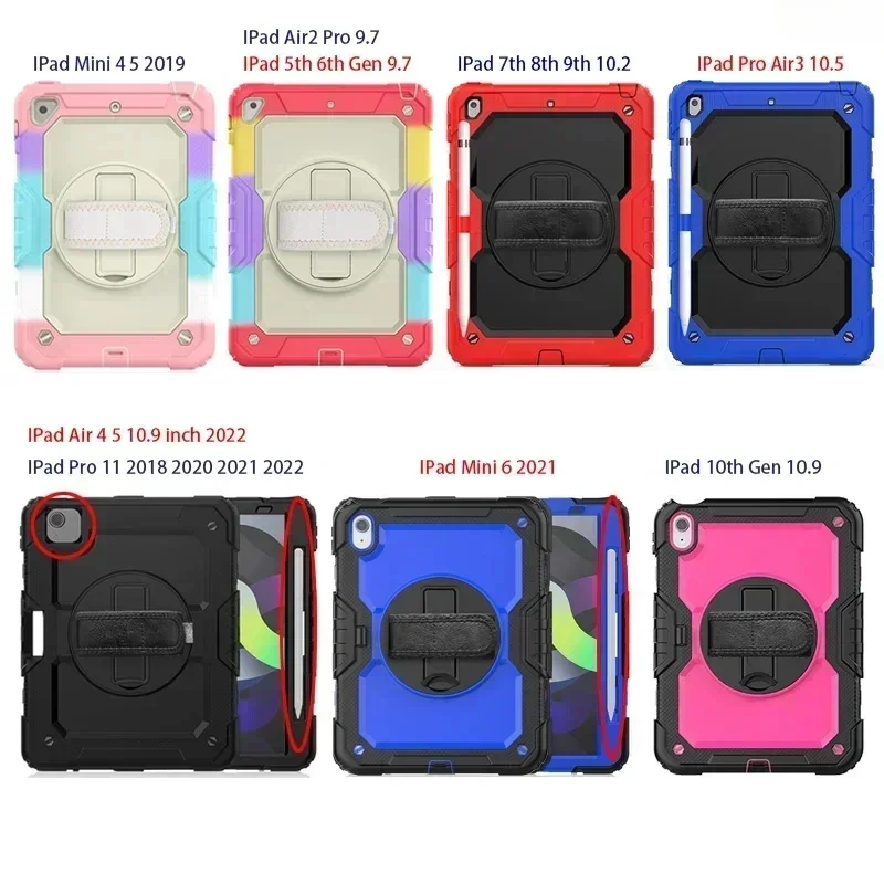 Shockproof Kids Safe Case For iPad 11th 10th Generation A16 Air 11 2025 7/8/9th 10.2 9.7 Pro 11 M3 M4 Air 5 4 Mini 7 6 5 Cover