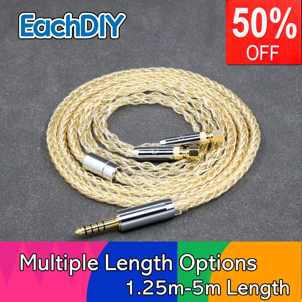 

8 Core 99% 7n Pure Silver 24k Gold Plated Earphone Cable For HiFiMan HE400 HE5 HE6 HE300 HE4 HE500 HE6 Headphone LN008420