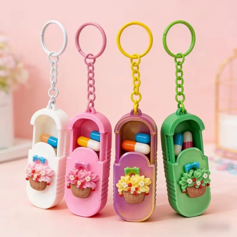 Compact Portable Pill Case Keychain Waterproof Flower Basket Handmade Mini Medicine Box Pendant Multifunctional - view 2