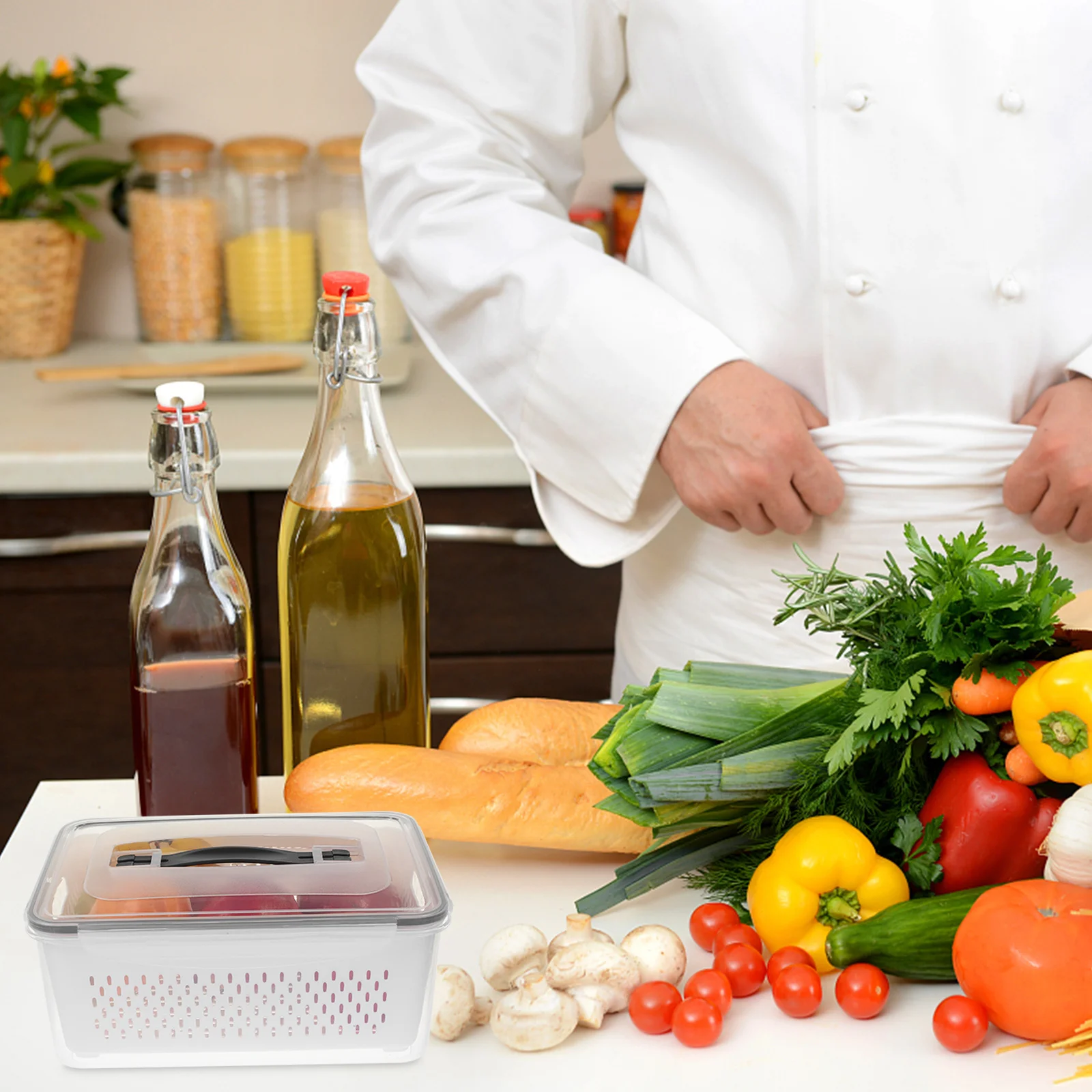 Handy Refrigerator Organizer Box PP Fresh-Keeping Storage Container for Fruits Veggies Meat Salad Bottles Canned