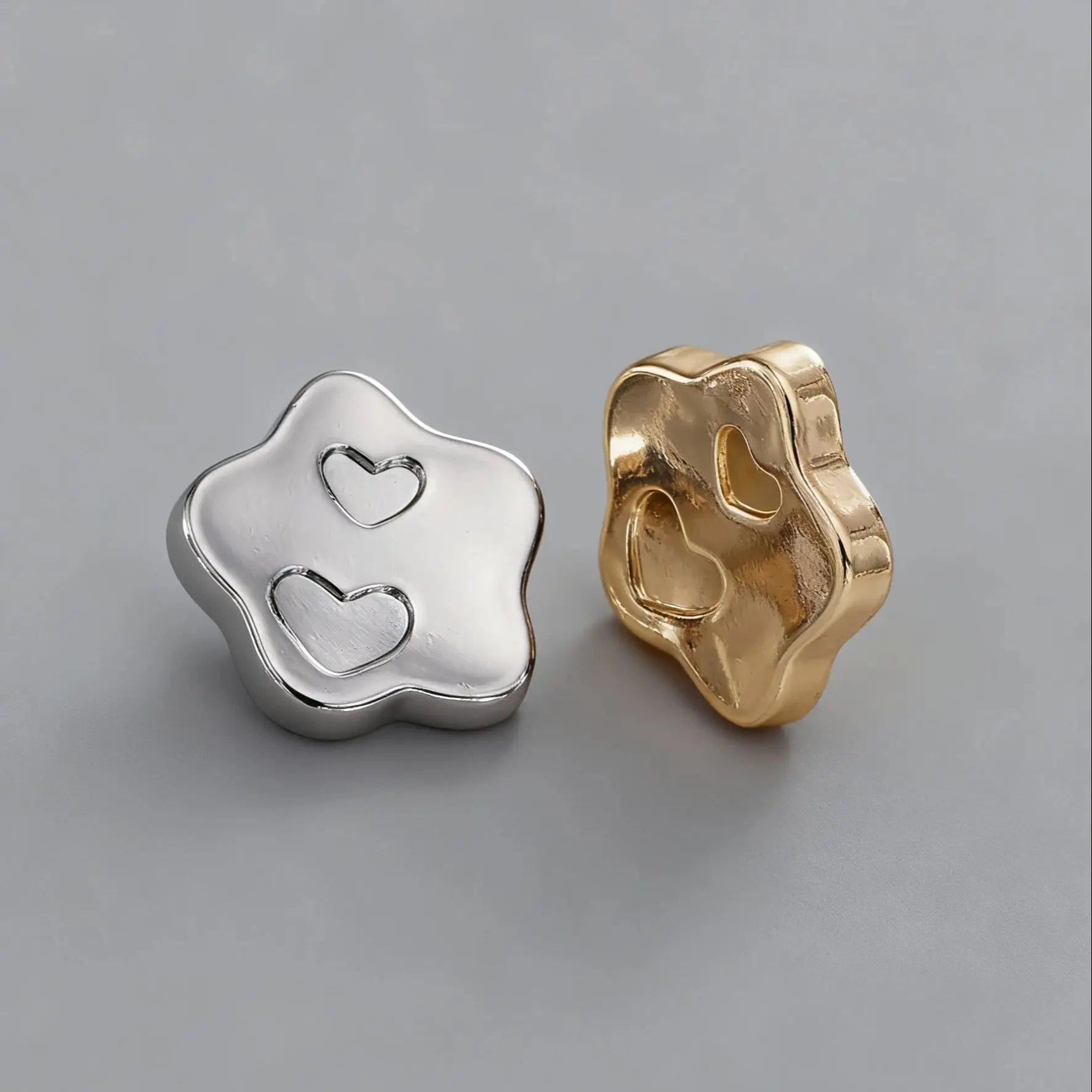 

5 шт./10 шт. металлические пуговицы со звездами и сердечками разных размеров для аксессуаров для одежды «сделай сам», универсальные подходящие для различной одежды