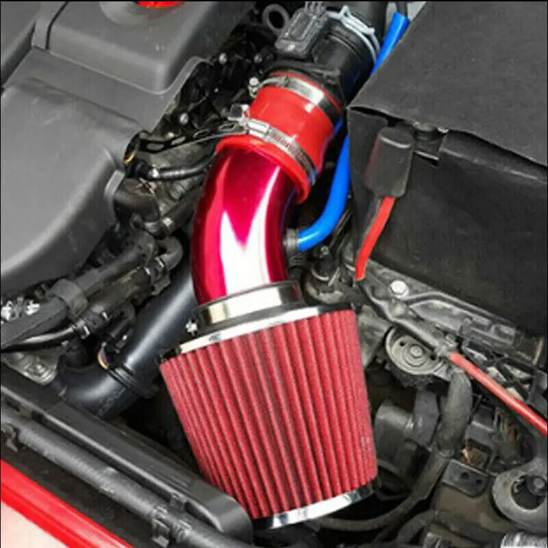 3 Inch 76mm Universal Cold Air Intake Pipe Kit Aluminum Turbo Induction Tube with Cone Air Filter Auto Air Intake Mod Parts