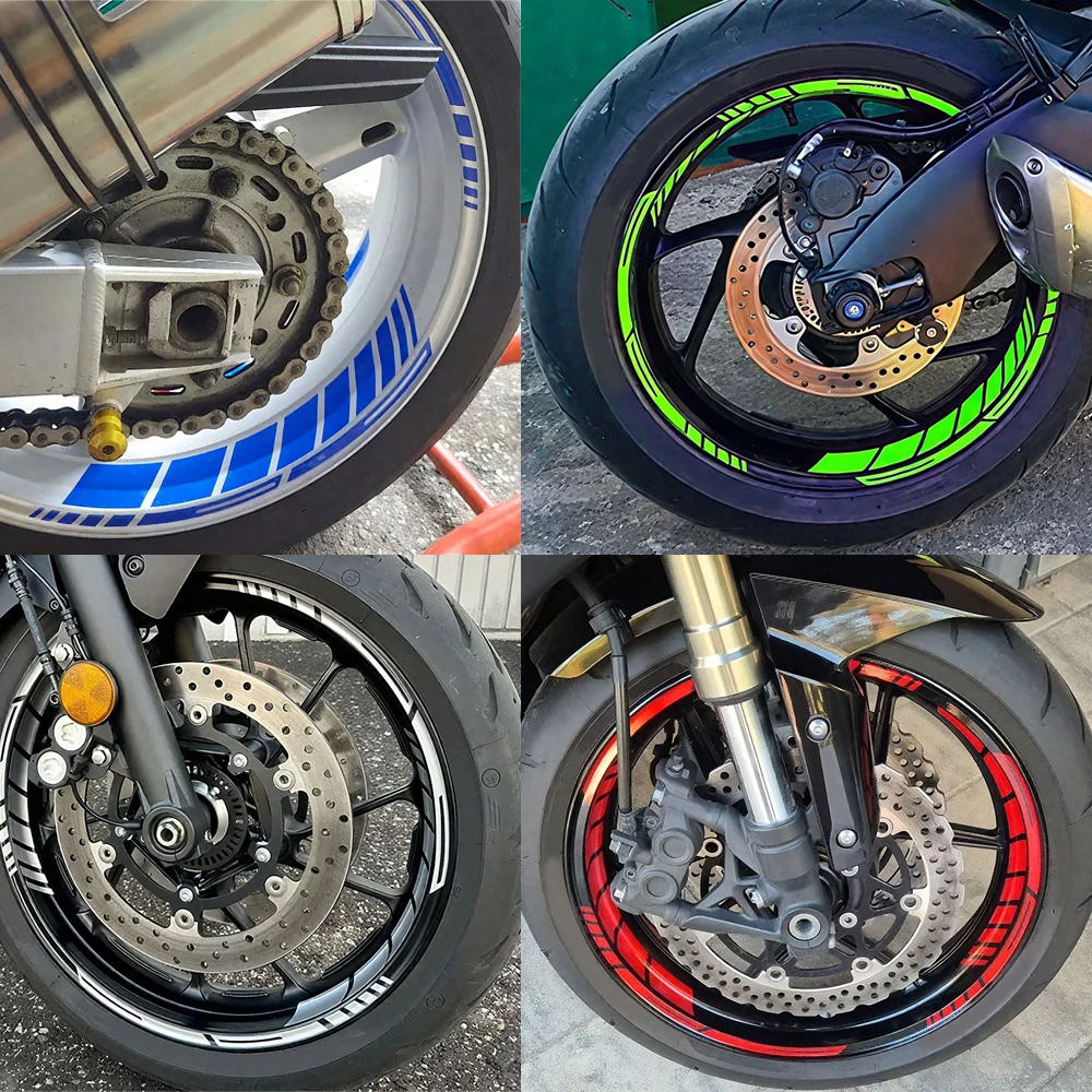 

Motorcycle Wheel Reflective Stickers Hub Decal Rim Stripe 18-21 Inchs Styling Decals for Honda Kawasaki Suzuki BMW Husqvarna