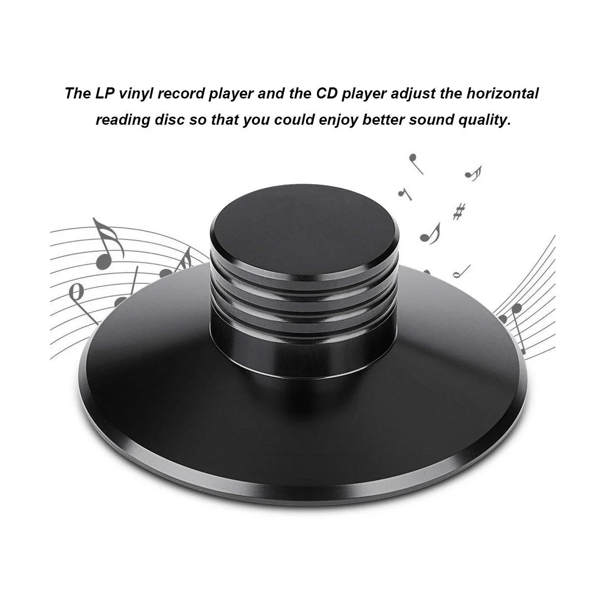 مشغل سجل الفينيل LP مع قرص معدني متوازن ، مثبت القرص الدوار ، مشبك الوزن ، اللون الأسود