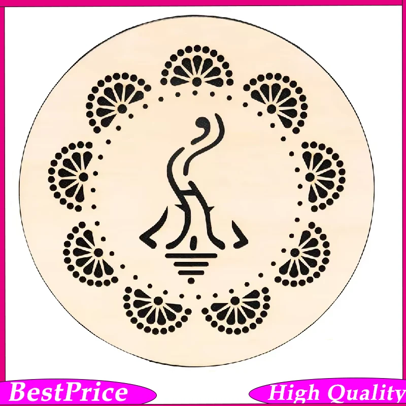 10 Inch Solid Wood Stream Drum Hand Carving Cloudy Mist Pattern and Colorful Woven Trim Sea Wave Sound Percussion Instrument