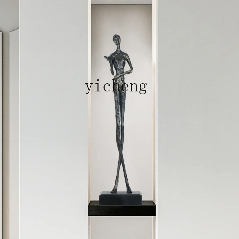 

XL abstract sculpture sitting long legs figure decoration niche portrait wrought iron metal ornament