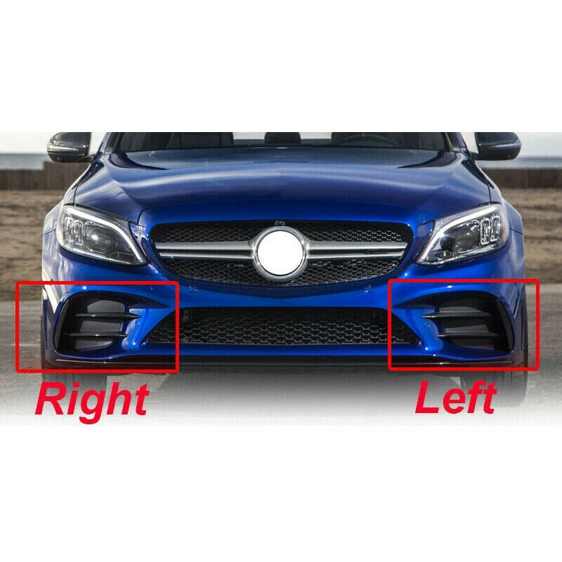 Car Front Bumper Fog Light Cover Grilles for Mercedes Benz C-Class W205 2018-2020 A2058857202 A2058857302