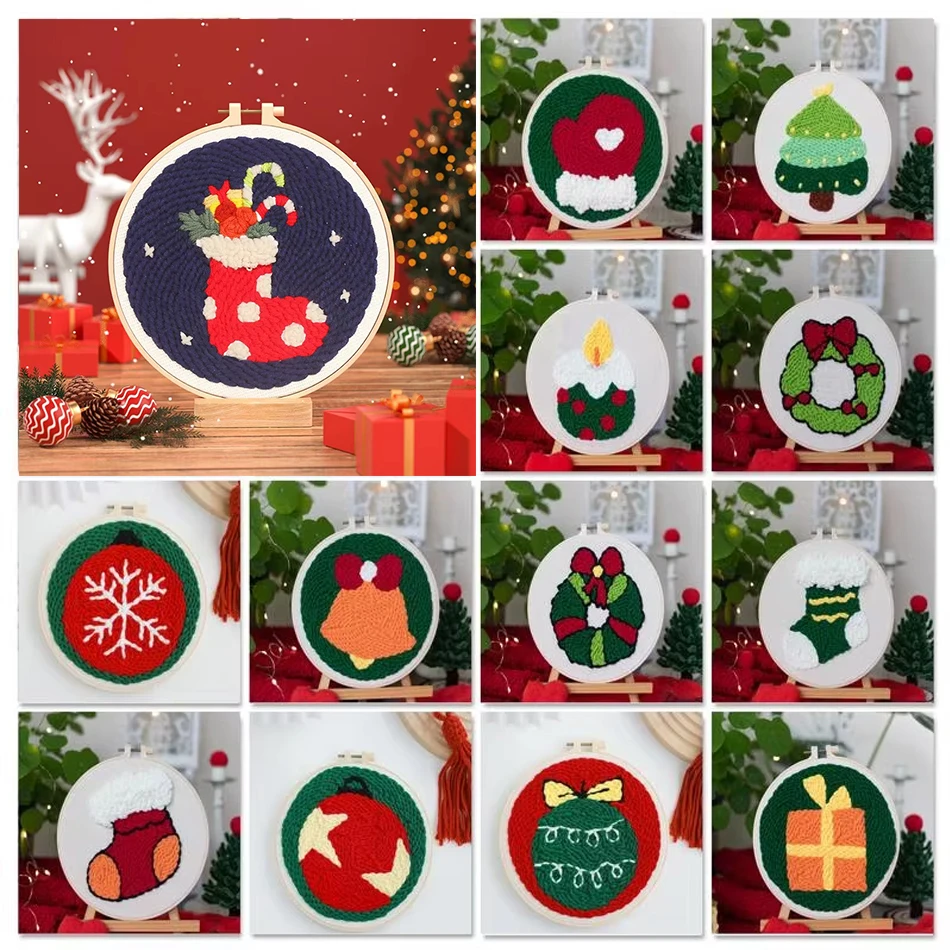 Embroidery Xmas Tree - Punch Needle Stickerei Kit Starter Set