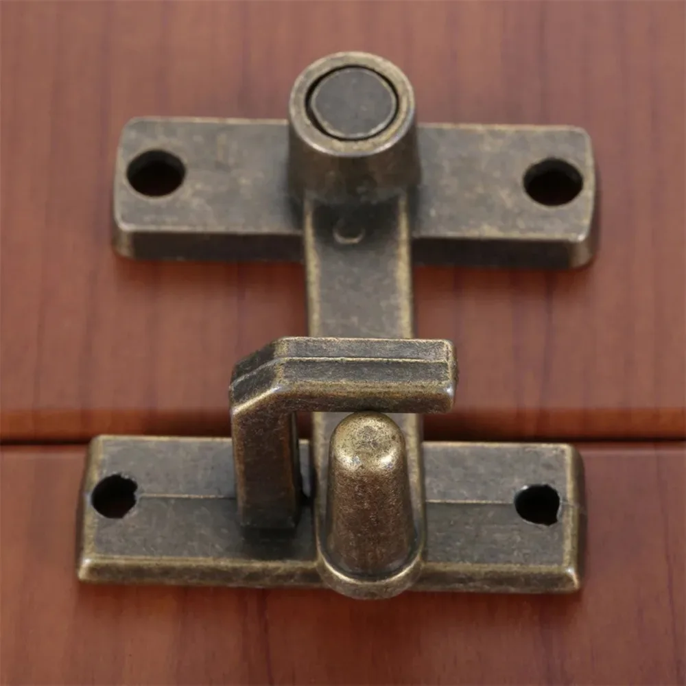 1set Bronze Sliding Window Door Lock Handle Metal Door Latch Guard Latch Bolt With Screws Home Safety Chain Door Home Hardware image 2
