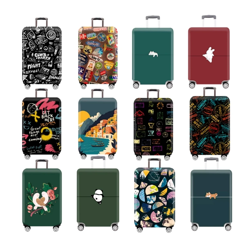 Thick Elastic Cartoon Luggage Protective Cover Zipper Suit For 18-32 inch Bag Suitcase Covers Trolley Cover Travel Accessories