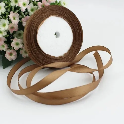 Marrone Singolo Viso Nastro di Raso nastri Da Imballaggio del Regalo Di Natale del Commercio All\'ingrosso