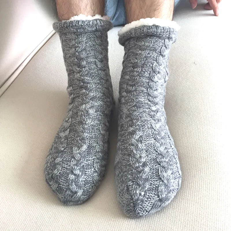 

1 Pair Thick Men's Room Socks Knitted Adult Fleece-lined Carpet Foot Sock Home Sleeping Warm Stockings Wholesale