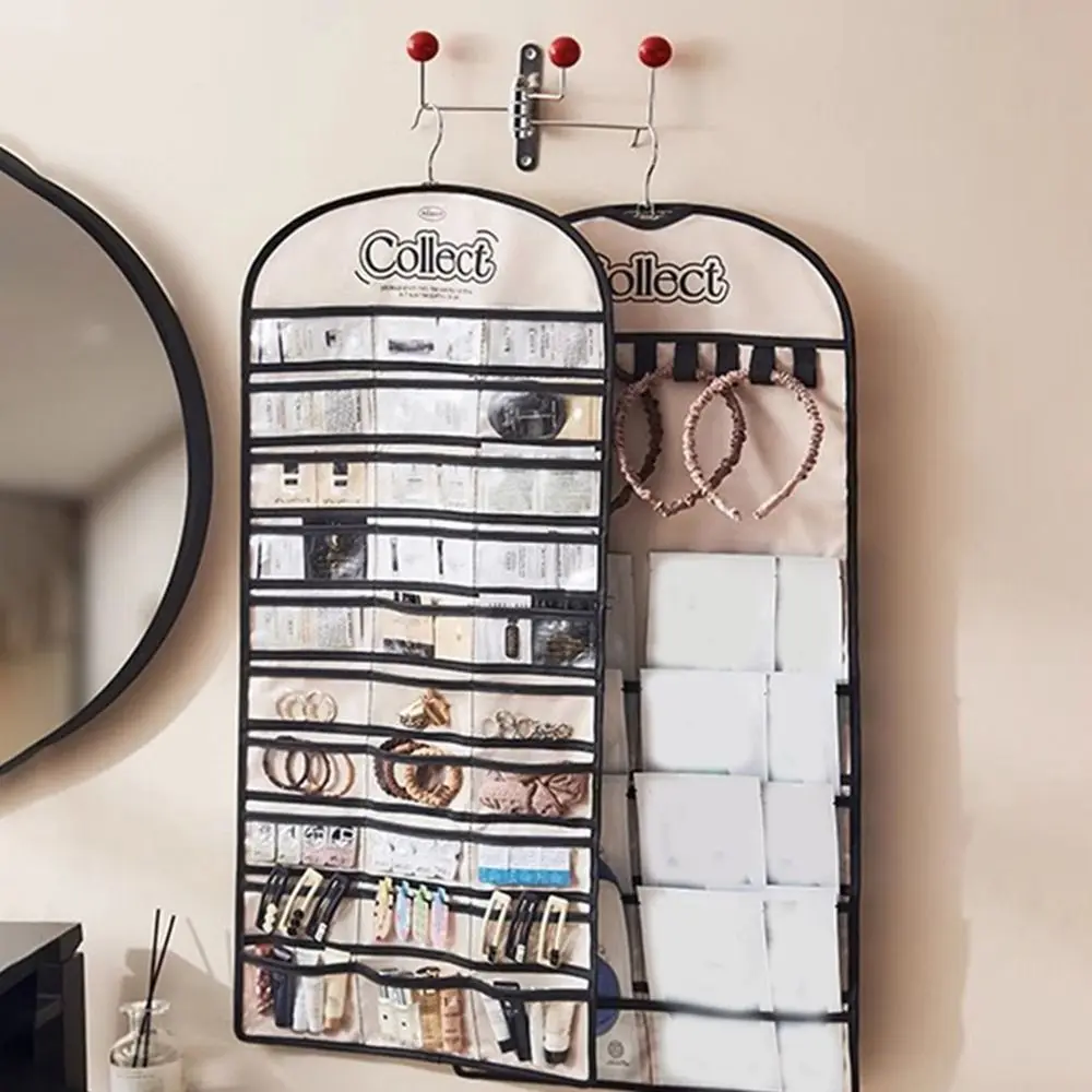 

47 Pockets Hanging Jewelry Organizer Transparent Large Capacity Earring Ring Holder with Hanger Dustproof Hairband Organizer
